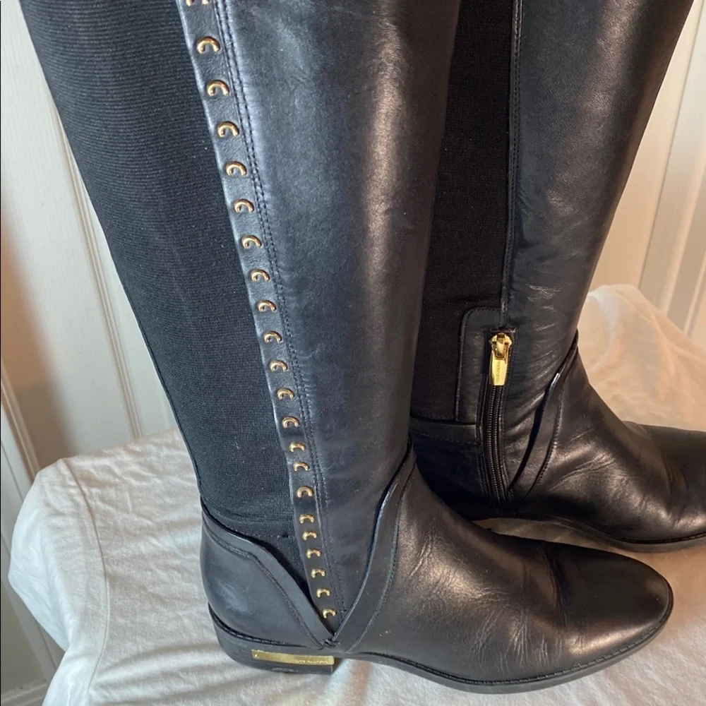 Vince Camuto Paterra Black Fashion Rounded Toe Riding Studded Knee Boots